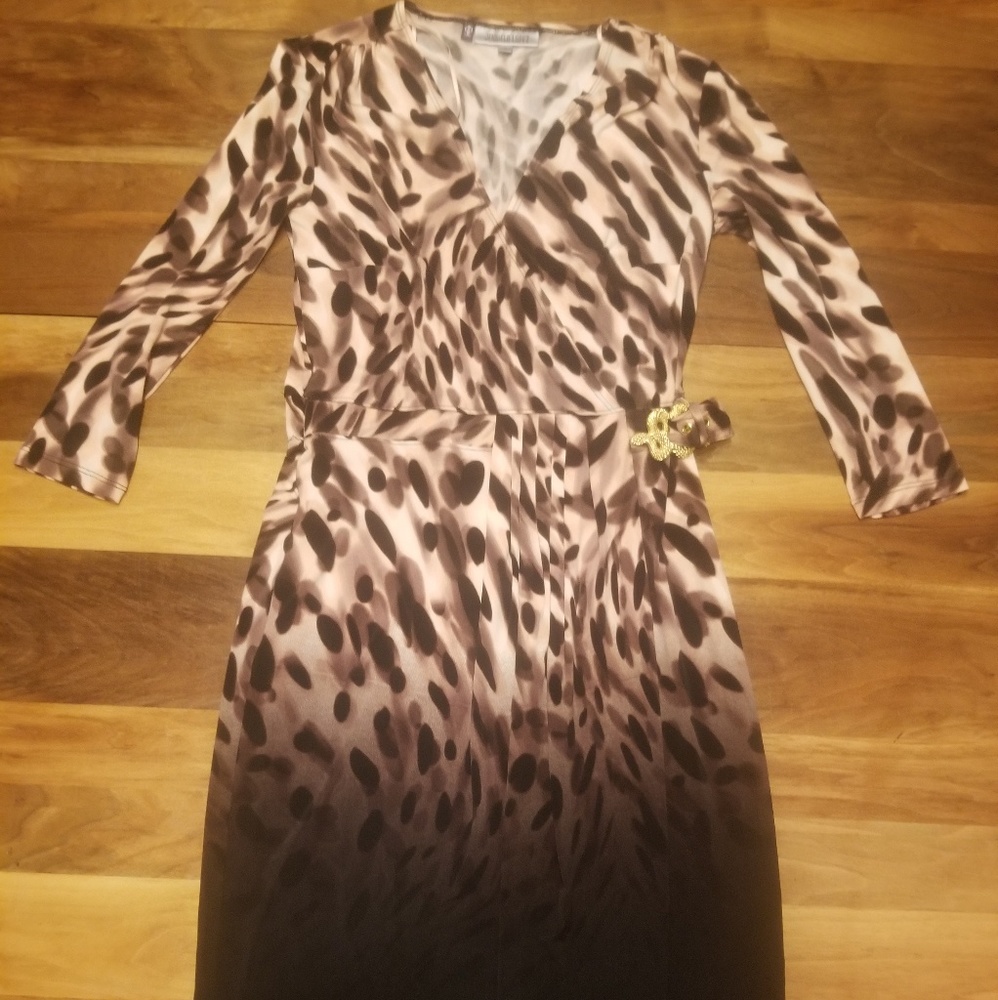 Sexy Business 3/4 Sleeve Dress Small Nude Black